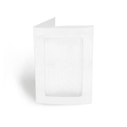 Passepartoutkarte rechteck 3-Fach DIN A6 in leinen (weiss)