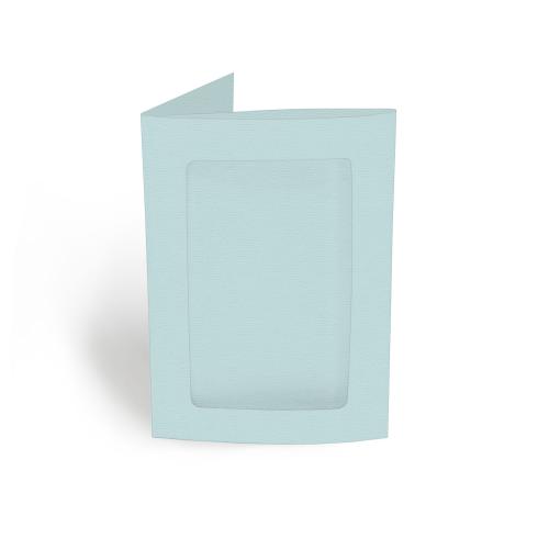 Passepartoutkarte rechteck 3-Fach DIN A6 in struktur puderblau