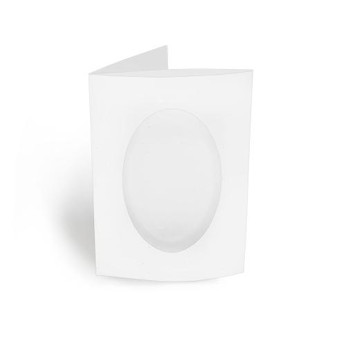 Passepartoutkarte oval 3-Fach DIN A6 in puderweiss