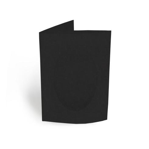 Passepartoutkarte oval 3-Fach DIN A6 in recycling schwarz