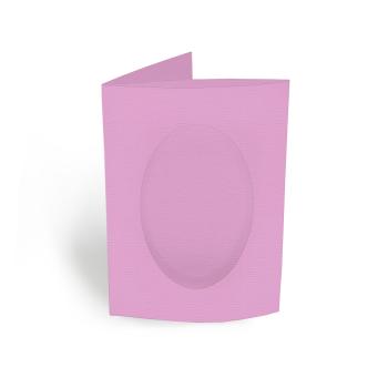 Passepartoutkarte oval 3-Fach DIN A6 in struktur blütenrosa