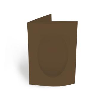 Passepartoutkarte oval 3-Fach DIN A6 in Braun