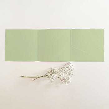 Trippel-Pocketfold-Karte quadratisch (15x15) Recycling-Karton "Kraft Recycling Kiwi" Basic Line