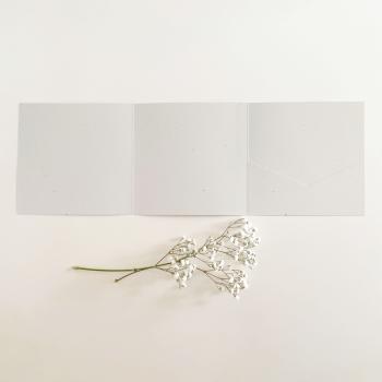 Trippel-Pocketfold-Karte quadratisch (15x15) Recycling-Karton "Kraft Wollweiss" Basic Line