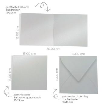 Preview: Faltkarte 15x15cm mit Briefumschlag 16x16cm in metallic perlsilber