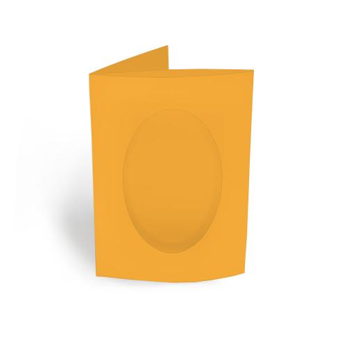 Passepartoutkarte oval 3-Fach DIN A6 in altgold