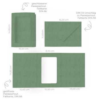 Preview: Passepartoutkarte mit rechteckigem Ausschnitt und Briefumschlag, DIN C6 in kraft salbei