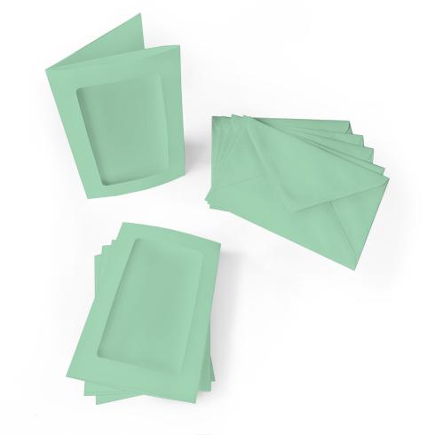 Passepartoutkarte mit rechteckigem Ausschnitt und Briefumschlag, DIN C6 in pastell grün