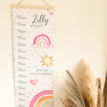 Preview: Messleiste "Regenbogen 2" | Messlatte | Geschenkidee | Personalisiertes Geschenk | Kinderzimmerdeko