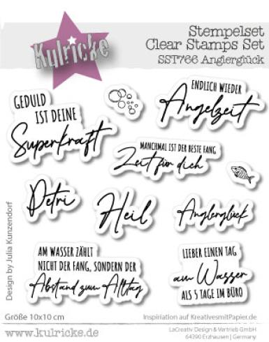 Kulricke Stempelset "Anglerglück Schrift" 10x10cm Clear Stamp 
