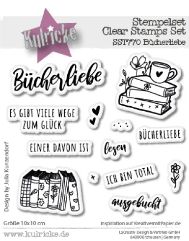 Kulricke Stempelset "Bücherliebe" 10x10cm Clear Stamp 