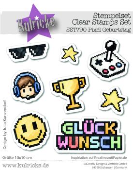 Kulricke Stempel "Pixelparty" 10x10cm Clear Stamp