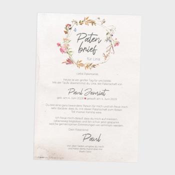 Preview: Patenbrief "Vintage Garden" | Taufgeschenk | Taufe | Patengeschenk | personalisiert