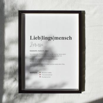 Definitionsposter "Lieblingsmensch 1" | Geschenkidee | Personalisiert  | individuelles Bild | Wörterbuch
