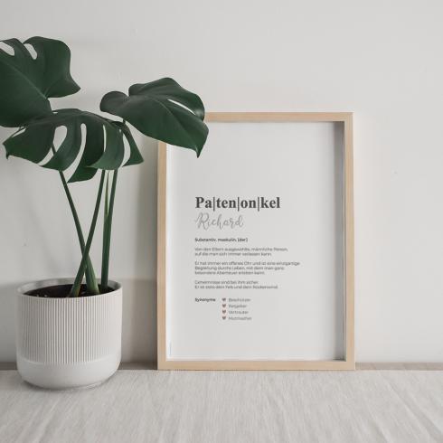 Definitionsposter "Patenonkel 1" | Geschenkidee | Personalisiert  | individuelles Bild | Wörterbuch
