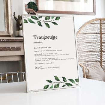 Definitionsposter "Trauzeuge 2 | Geschenkidee | Personalisiert  | individuelles Bild | Wörterbuch