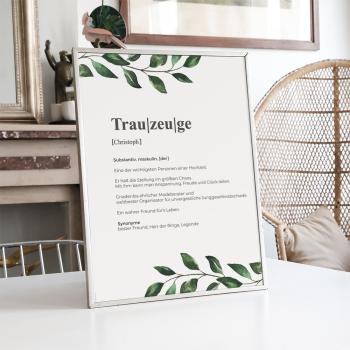 Definitionsposter "Trauzeuge 2 | Geschenkidee | Personalisiert | individuelles Bild | Wörterbuch