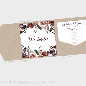 Einlegekarten-Bundle "Boho Violett-Flower" Quadrat | 2