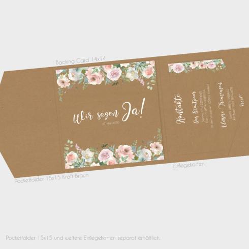 Einlegekarten-Bundle "Kraft White Roses" Quadrat | 2