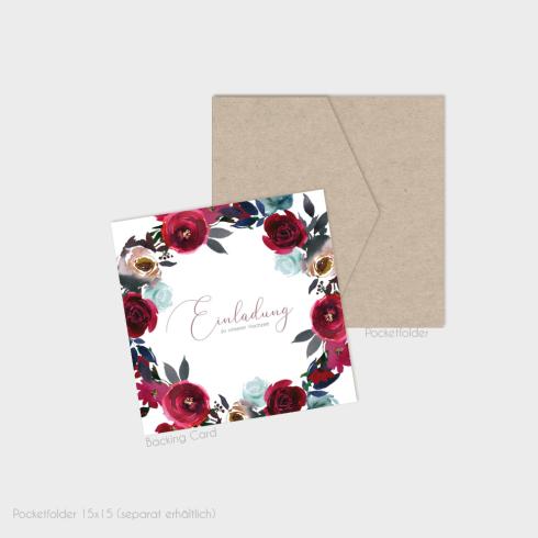 Backing-Card "Merlot und Navy" Quadrat 14x14