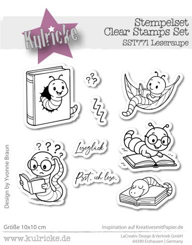 Kulricke Stempelset "Leseraupe" 10x10cm Clear Stamp 