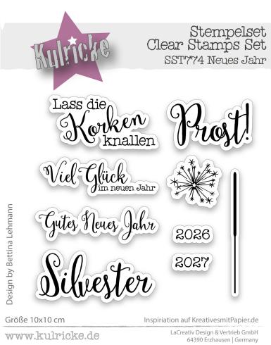 Kulricke Stempelset "Neues Jahr 2026" 10x10cm Clear Stamp 