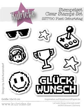 Preview: Kulricke Stempel "Pixelparty" 10x10cm Clear Stamp