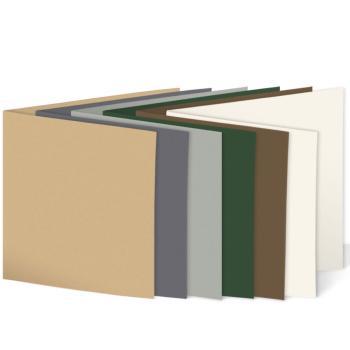 Sortiment "Naturfarben" 30x Faltkarten in 6 Farben Format 15x15cm - farbig sortiert