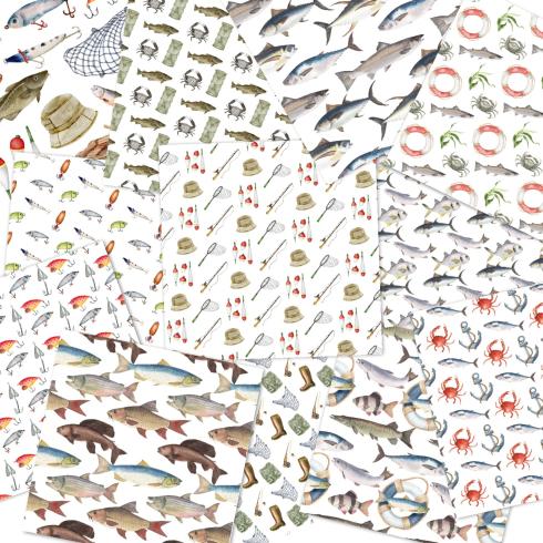 Preview: LaCreativ - Designpapier "Anglerglück" Paper Pack 6x6" - 24 Bogen