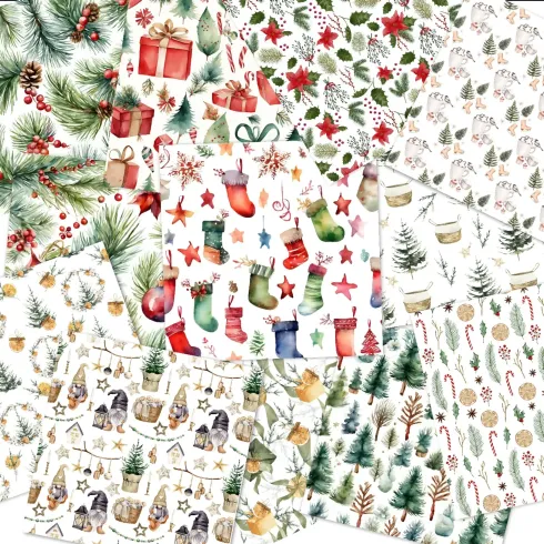 Preview: LaCreativ - Designpapier "Christmas Aquarell" Paper Pack 6x6" - 24 Bogen