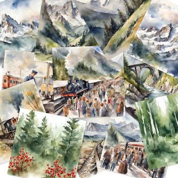 Preview: LaCreativ - Designpapier "Eisenbahnromantik" Paper Pack 6x6" - 24 Bogen