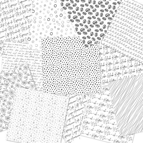 Preview: LaCreativ - Designpapier "Kaffeesketch" Paper Pack 6x6" - 24 Bogen