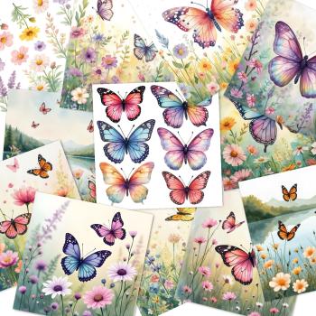 Preview: LaCreativ - Designpapier "Schmetterlinge & Wildblumen" Paper Pack 6x6" - 24 Bogen