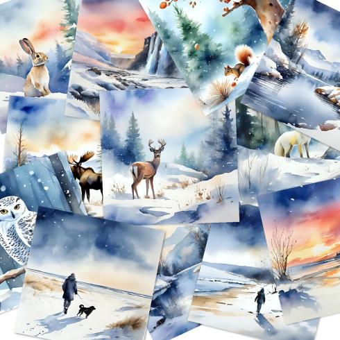 LaCreativ - Designpapier "Spaziergang im Winterwald" Paper Pack 6x6" - 24 Bogen