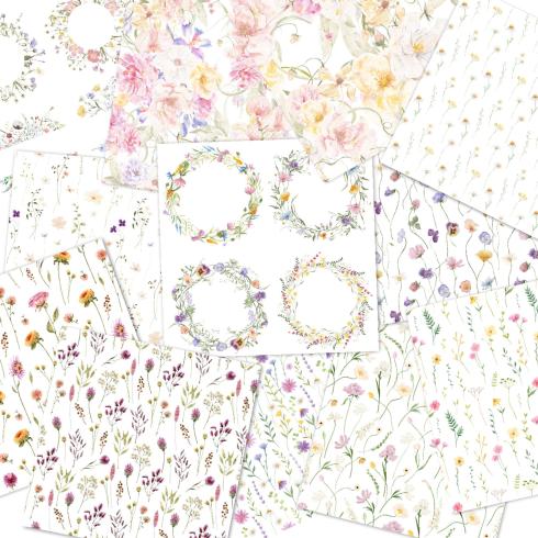 Preview: LaCreativ - Designpapier "Zarte Frühlingsblumen" Paper Pack 6x6" - 24 Bogen