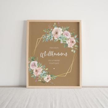 Willkommensschild "Kraft White Roses" DIN A3 