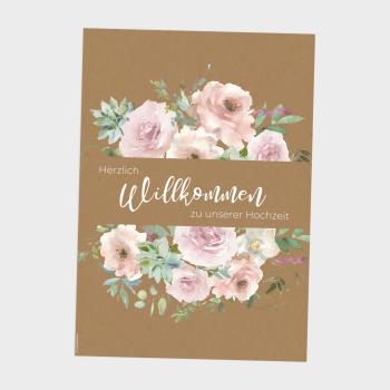 Preview: Willkommensschild "Kraft White Roses" DIN A3 