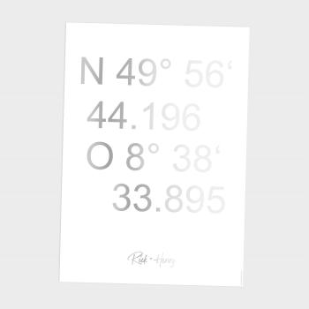 Preview: Metallicposter "Koordinaten" | Goldposter | Familienposter | Personalisiertes Poster | Wanddeko
