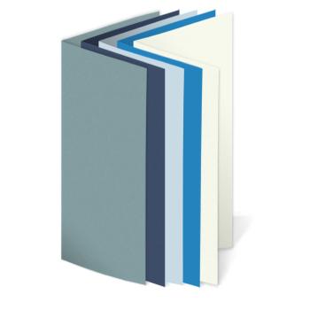 Sortiment "Blautöne" 25x Faltkarten in 5 Farben DIN Lang - farbig sortiert