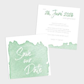 Save the Date "Watercolor-Brush | Pistazie" Quadrat 15x15