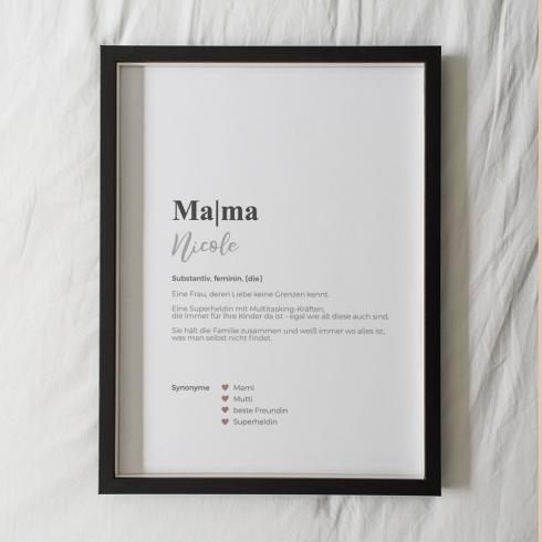 Definitionsposter "Mama  1" | Geschenkidee | Personalisiert  | individuelles Bild | Wörterbuch