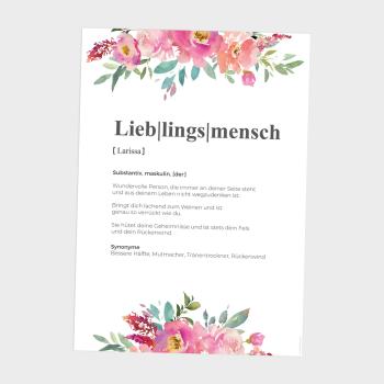 Preview: Definitionsposter "Lieblingsmensch 2" | Geschenkidee | Personalisiert  | individuelles Bild | Wörterbuch