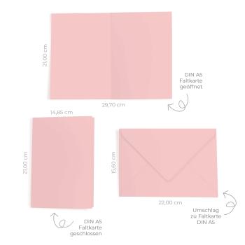 Preview: Faltkarte mit Briefumschlag DIN A5 in babypink