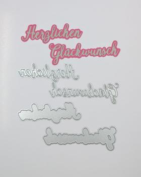 Preview: Kulricke Stanzschablone "Herzlichen Glückwunsch mit Schatten" Craft Die 
