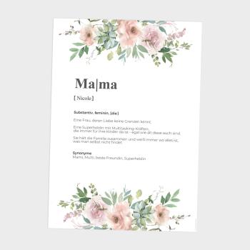 Preview: Definitionsposter "Mama  2" | Geschenkidee | Personalisiert  | individuelles Bild | Wörterbuch
