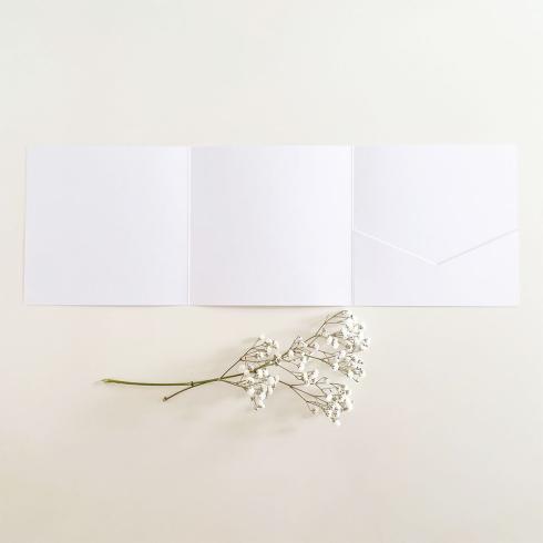 Trippel-Pocketfold-Karte quadratisch (15x15) Recycling-Karton "Puderweiss" Basic Line
