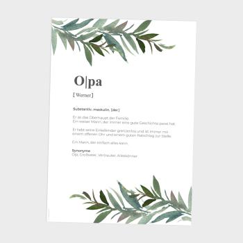 Preview: Definitionsposter "Opa 2" | Geschenkidee | Personalisiert  | individuelles Bild | Wörterbuch