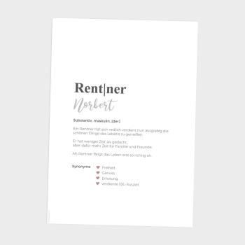 Preview: Definitionsposter "Rentner 1" | Geschenkidee | Personalisiert  | individuelles Bild | Wörterbuch