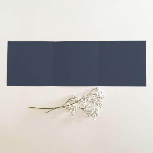 Trippel-Pocketfold-Karte quadratisch (15x15) Struktur-Karton "Irisblau" Basic Line