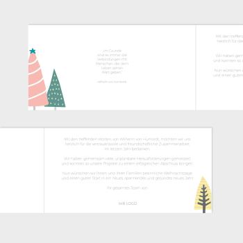 Preview: Geschäftliche Weihnachtskarte "Weihnachten Pastell" DIN Lang Klappkarte 